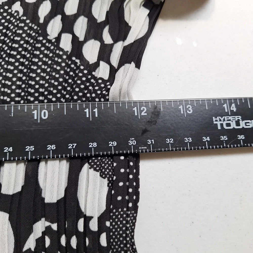 Whimsigoth Sunny Leigh Black White Polka Dot Tie Front Puff Sleeve Pleated Top M